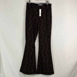 NWT Alice and Olivia Brown Black Print Shimmer Pants